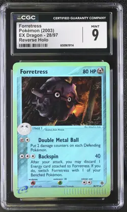 CGC 9 MINT Forretress 2003 EX Dragon 28/97 Reverse Holo Pokemon Card - Image 1