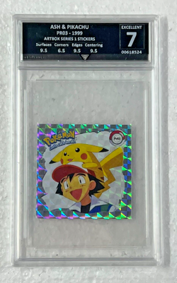Pokemon Pikachu & Ash 1999 Stickers Series 1 Prism Stickers #PR03 Graded 7 - Image 1