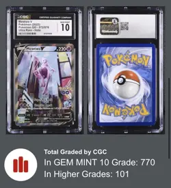 Mewtwo V (Alternate Full Art) 072/078 Pokemon GO Ultra Rare 2022 CGC 10 GEM MINT - Image 1