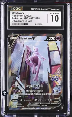 Mewtwo V (Alternate Full Art) 072/078 Pokemon GO Ultra Rare 2022 CGC 10 GEM MINT - Image 2