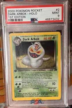 Pokemon TCG Dark Arbok Team Rocket 2/82 Holo 1st Edition Holo Rare Graded PSA 9 - Image 1