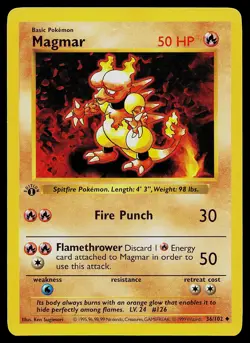 Pokemon Card - Magmar Base Set (Shadowless) 36/102 Uncommon 1st Edition - Image 1