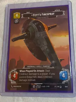 STAR WARS UNLIMITED JTL FETT'S FIRESPRAY #1046 Prestige Card NM - Image 1