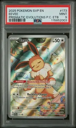 PSA 9 - 2025 Pokemon Prismatic Evolutions ETB Pokemon Center EEVEE #173 (2003) - Image 1