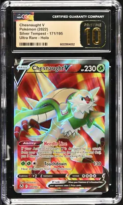 CGC 10 PRISTINE Chesnaught V 171/195 Silver Tempest Full Art 2022 Pokemon - Image 1