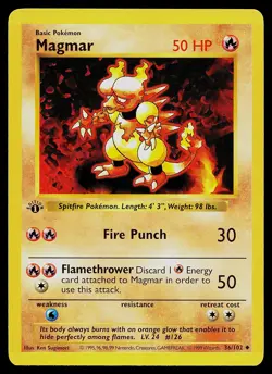Pokemon Card - Magmar Base Set (Shadowless) 36/102 Uncommon 1st Edition - Image 1