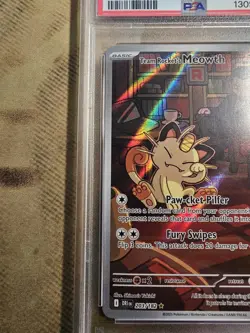 Team Rocket'S Meowth 203 Pokemon Destined Rivals PSA 10 Damaged case - Image 5
