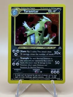 Tyranitar Holo 12/75 Neo Discovery With SWIRL! Pokemon TCG Near Mint - Image 1