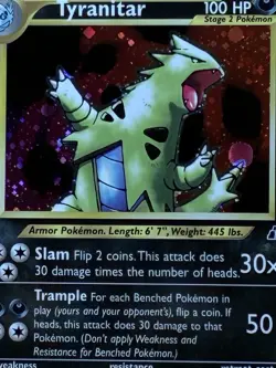 Tyranitar Holo 12/75 Neo Discovery With SWIRL! Pokemon TCG Near Mint - Image 2