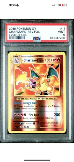 2016 XY Evolutions Charizard Reverse Holo Foil PSA 9, #11/108, Pokemon, NM-MT - Image 1