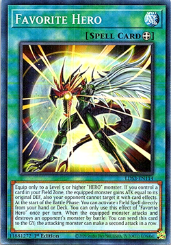 Favorite Hero LDS3-EN114 Yu-Gi-Oh Card NM 1st Edition - Image 1
