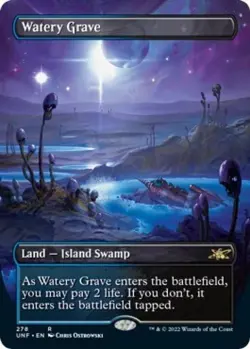 MTG English Watery Grave (Borderless) NM Foil Unfinity - Image 1