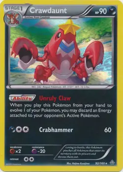 2x (XY05-092) Crawdaunt Rare Holo Pokemon XY Primal Clash Card # 92 - Image 1
