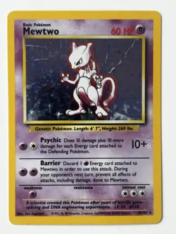 Mewtwo 10/102 Base Set Holo Rare Basic 60 HP Pokemon TCG Card - Image 1