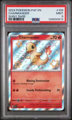 2024 POKEMON PAF EN-PALDEAN FATES SHINY RARE #109 CHARMANDER PSA 9 - Image 1