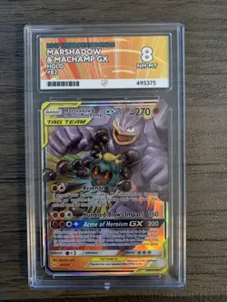 Marshadow & Machamp GX 82/214 Unbroken Bonds Pokemon TCG ACE Grade 8 Mint - Image 1