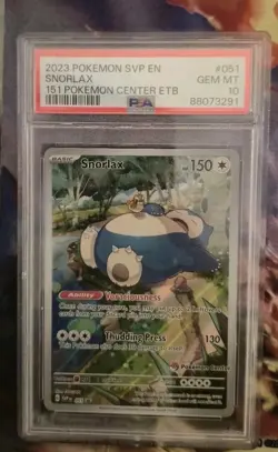 PSA 10 GEM MINT 2023 POKEMON 151 SNORLAX (POKEMON CENTER ETB) STAMPED PROMO #051 - Image 3
