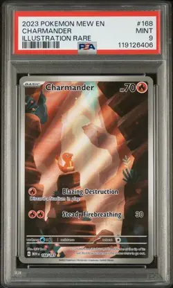 2023 POKEMON MEW EN-151 #168/165 CHARMANDER ILLUSTRATION RARE PSA 9 - Image 1