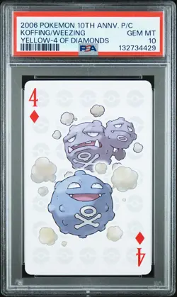 2006 POKEMON CENTER 10TH ANV PLAYING CARDS YELLOW DECK KOFFING/WEEZING PSA 10 - Image 1