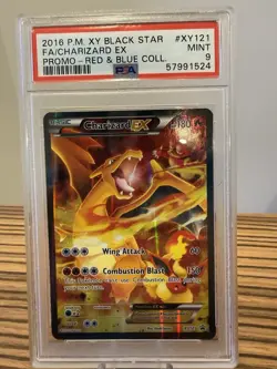 PSA 9 MINT Charizard EX XY121 Black Star Promo FULL ART HOLO PROMO Pokemon Card - Image 1