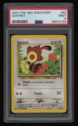 2001 Pokemon Neo Discovery PSA 9 SENTRET Non Holo #63 *NICE* Low POP7 - Image 1