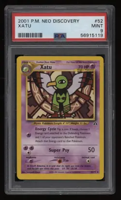 2001 Pokemon Neo Discovery PSA 9 XATU Non Holo #52 *NICE* Low POP6 - Image 1