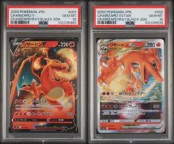 Set 2 PSA 10 GEM Japanese Pokemon 2022 CHARIZARD V & VSTAR 001/030 002/030 S0 - Image 1