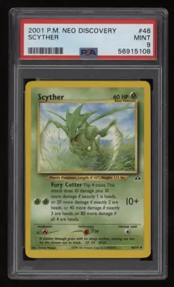 2001 Pokemon Neo Discovery PSA 9 SCYTHER Non Holo #46 *NICE* Low POP18 - Image 1