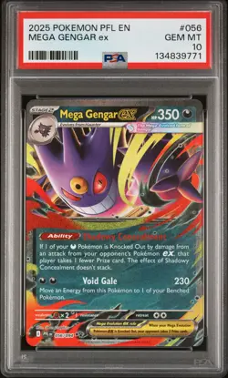 2025 POKEMON PFL EN-PHANTASMAL FLAMES #056 MEGA GENGAR EX PSA 10 - Image 1