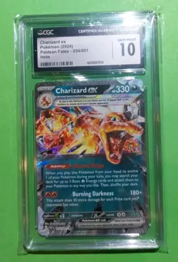 Charizard ex 054/091 SV: Paldean Fates Holo Pokemon, CGC 10 GEM MINT - Image 1