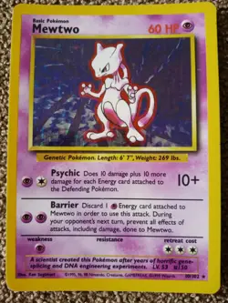 Mewtwo 10/102 Holo Rare Base Set WOTC Wizards Pokemon Card 1999 - Image 1