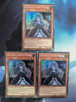 YuGiOh! Ghost Belle & Haunted Mansion RA01-EN011 Secret Rare x 3 PLAYSET 1st Ed - Image 1