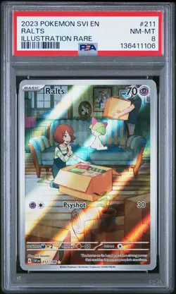 2023 POKEMON SVI EN-SCARLET & VIOLET ILLUSTRATION RARE #211 RALTS PSA 8 - Image 1