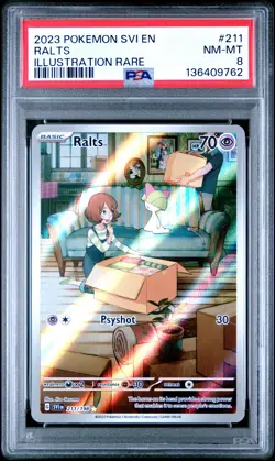 2023 POKEMON SVI EN-SCARLET & VIOLET ILLUSTRATION RARE #211 RALTS PSA 8 - Image 1