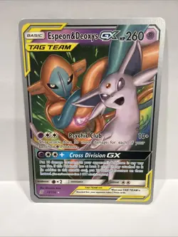 Espeon & Deoxys GX 72/236 Unified Minds 2019 WORLD CHAMPIONSHIP Pokemon Card TCG - Image 1