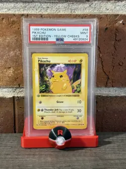 Pokemon 1999 Pikachu #58 Base Set 1st Edition Yellow Cheeks PSA 9 - Image 1