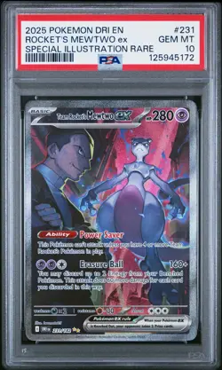 2025 Pokemon Destined Rivals Rocket's Mewtwo EX Special Ill Rare PSA 10 #231 SIR - Image 1