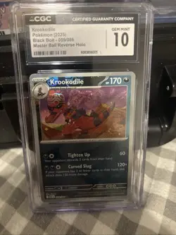Pokemon Krookodile 059/086 2025 Black Bolt Master Ball Reverse Holo GEM MINT 10 - Image 1