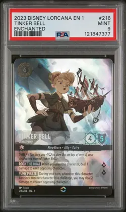 2023 DISNEY LORCANA EN 1-THE FIRST CHAPTER #216 TINKER BELL - GIANT FAIRY PSA 9 - Image 1