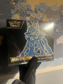 Pokemon TCG Mega Evolution Lucario Small Rip Check Desc Pokemon Center ETB - Image 1