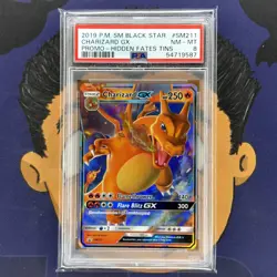 PSA 8 NEAR MINT 2019 Pokemon Hidden Fates CHARIZARD GX SM211 Tin Promo - Image 2
