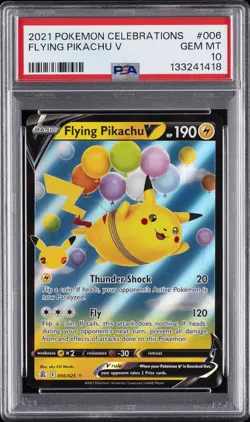 2021 POKEMON CELEBRATIONS #006 FLYING PIKACHU V PSA 10 - Image 1