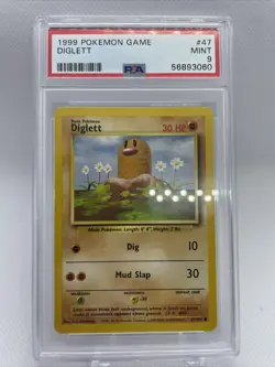 1999 Pokemon Base Set Unlimited Diglett 47/102 PSA 9 MINT - Image 1
