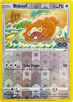 Bidoof (Peelable Ditto) Common Pokemon GO 059/078 LP Pokemon TCG - Image 1