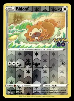 Bidoof (Peelable Ditto) Common Pokemon GO 059/078 LP Pokemon TCG - Image 1