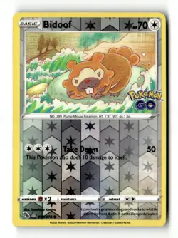 Bidoof (Peelable Ditto) Common Reverse Holo Pokemon GO 059/078 LP Pokemon TCG - Image 1