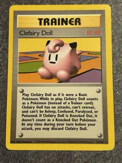 Pokemon Clefairy Doll Trainer Card 70/102 Vintage 1999 Pokemon TCG - Image 1