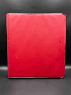 BCW Red Gaming Card Z-Folio Zippered LX Leatherette Album with 12 Pocket Pages - Image 1