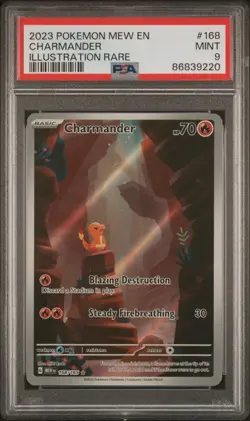 2023 Pokemon 151 Mew EN Charmander 168/165 Illustration Rare PSA 9 MINT - Image 1