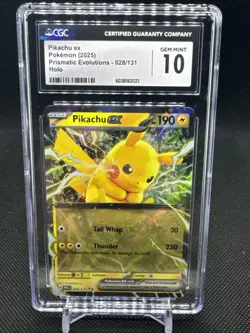 Pikachu ex 028/131 Prismatic Evolutions CGC 10 Gem Mint Pokemon Card - Image 1
